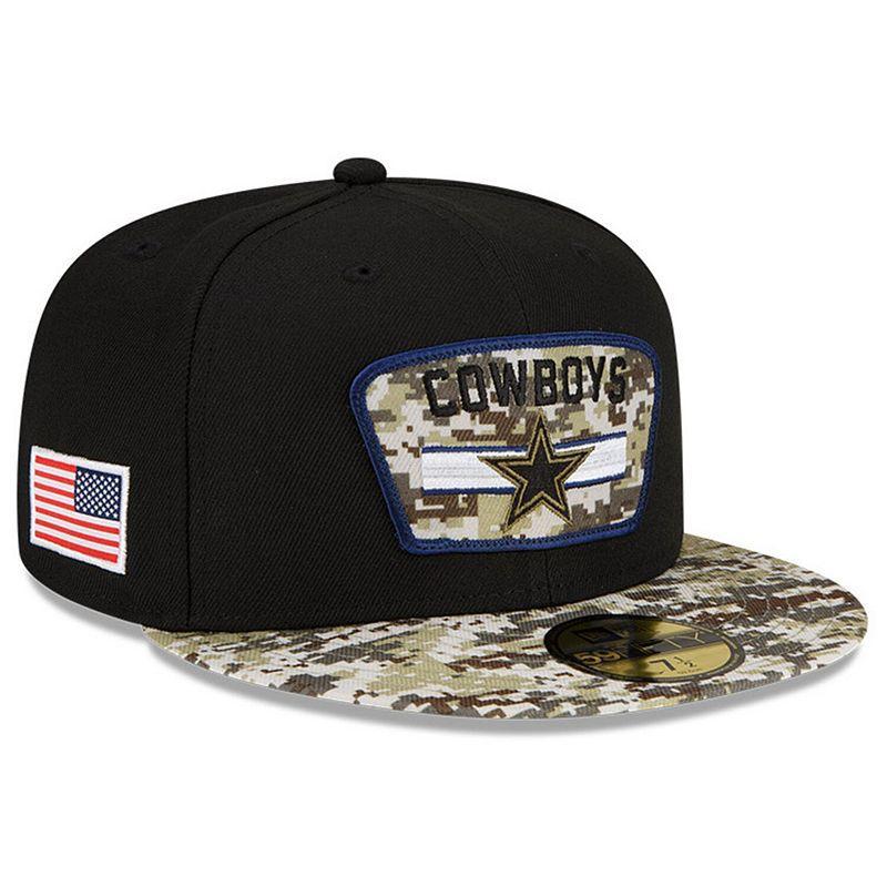 Mens New Era Black/Camo Dallas Cowboys 2021 Salute To Service 59FIFTY Fitted Hat Product Image