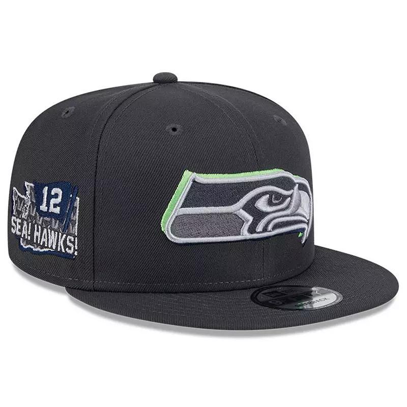 Mens New Era Graphite Seattle Seahawks 2024 NFL Draft 9FIFTY Snapback Hat, Blue DARK G Product Image