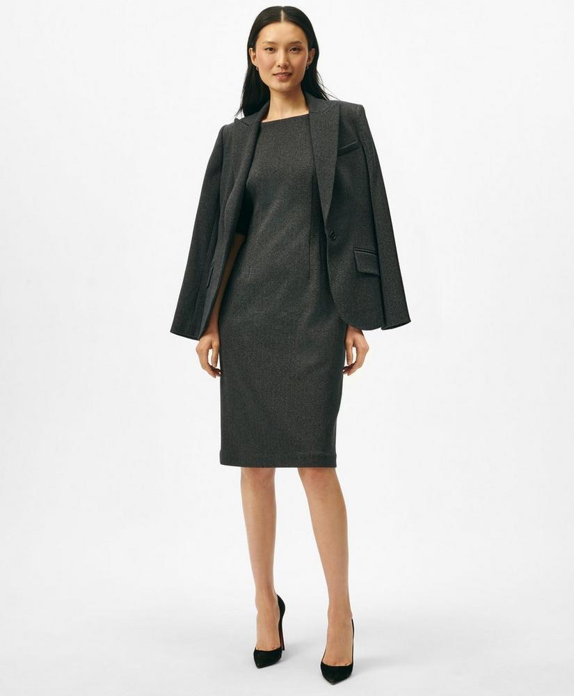 Boatneck Sheath Dress in Herringbone Cotton Blend product image