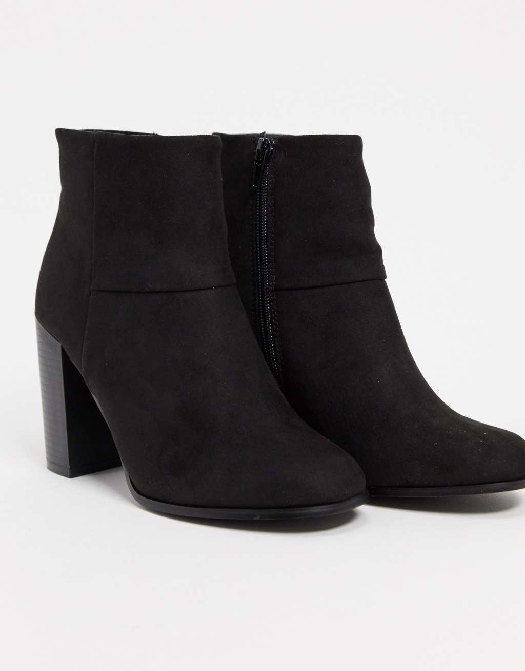 ASOS DESIGN stack-heeled ankle boots in black Product Image