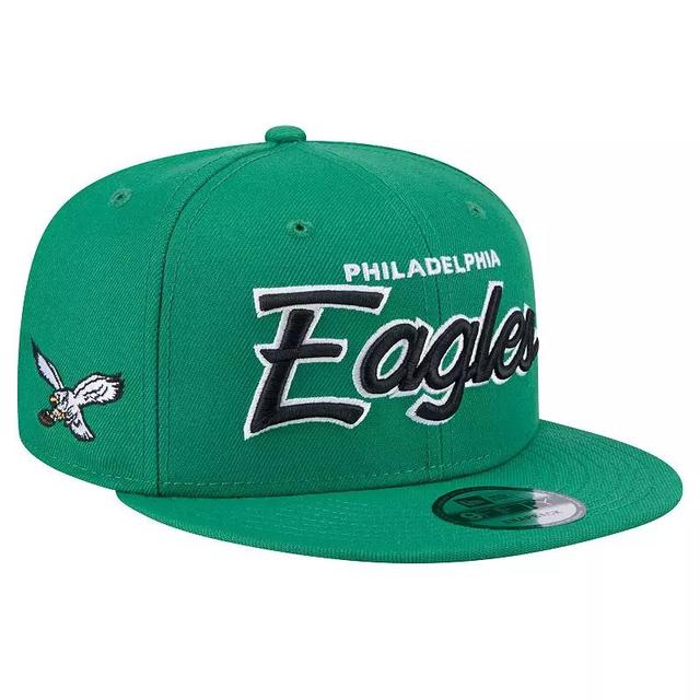 Mens New Era Kelly Philadelphia Eagles Main Script 9FIFTY Snapback Hat Product Image