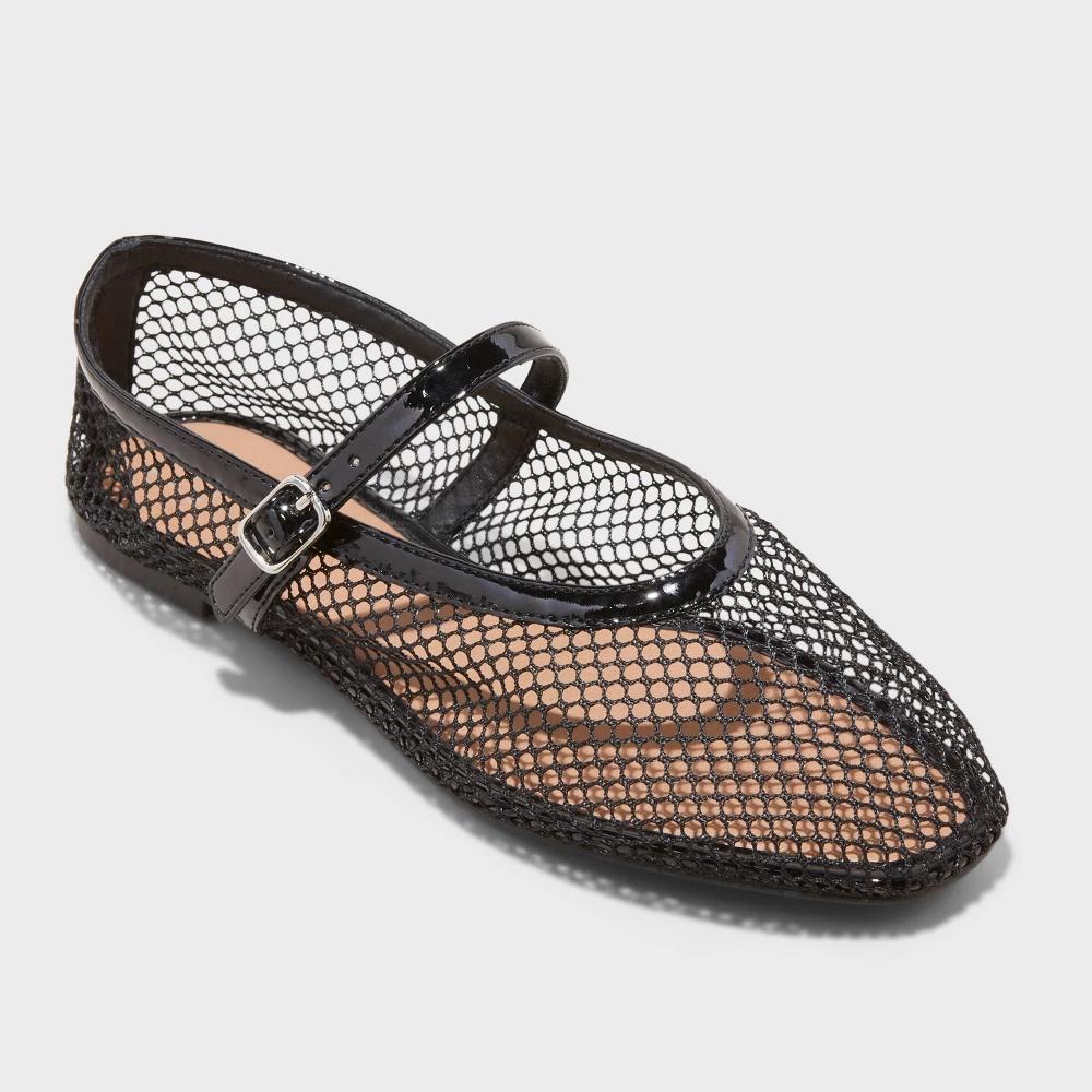 Womens Issa Mesh Mary Jane Ballet Flats with Memory Foam Insole - A New Day Jet 5 Product Image