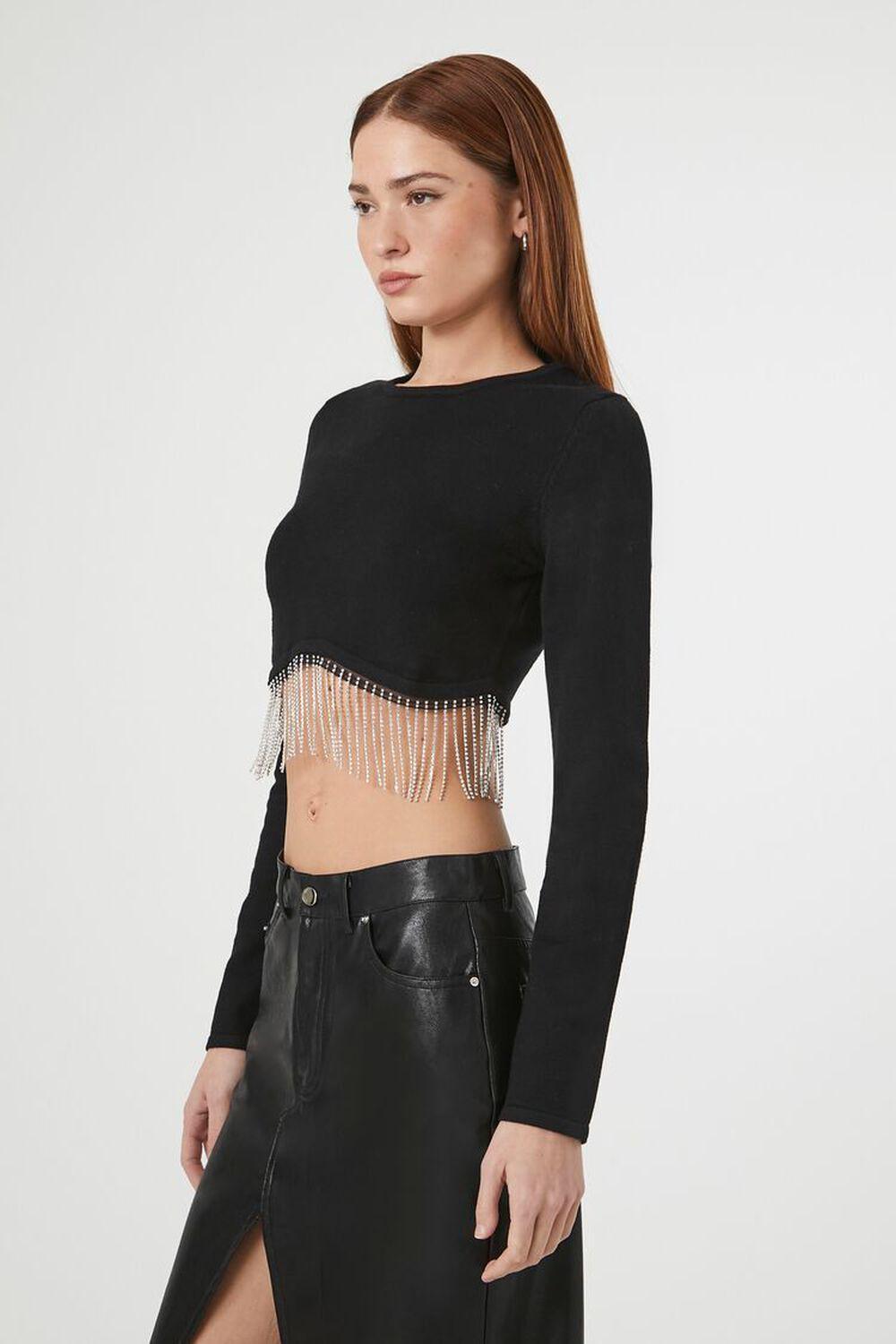 Rhinestone-Fringe Crop Top | Forever 21 Product Image