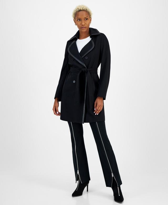 Bar Iii Womens Contrast-Trim Belted Compression Jacket, Created for Macys Saddle Product Image