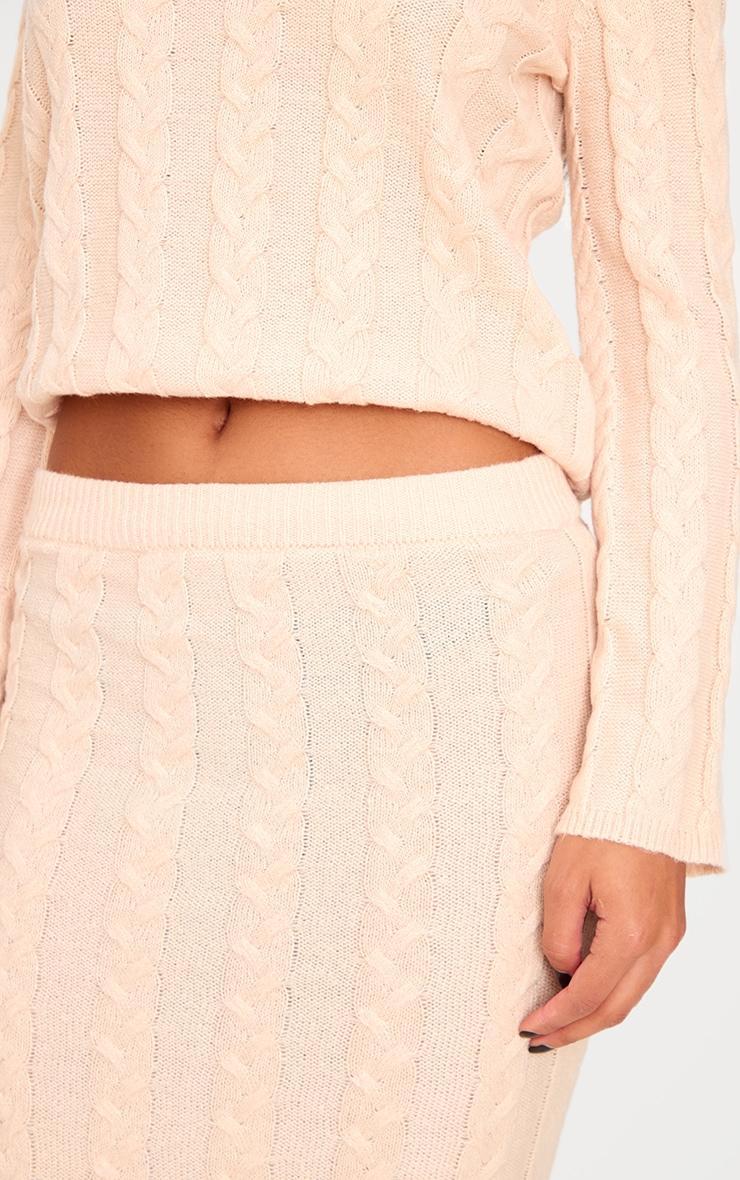 Oatmeal Cable Knit Maxi Skirt Product Image