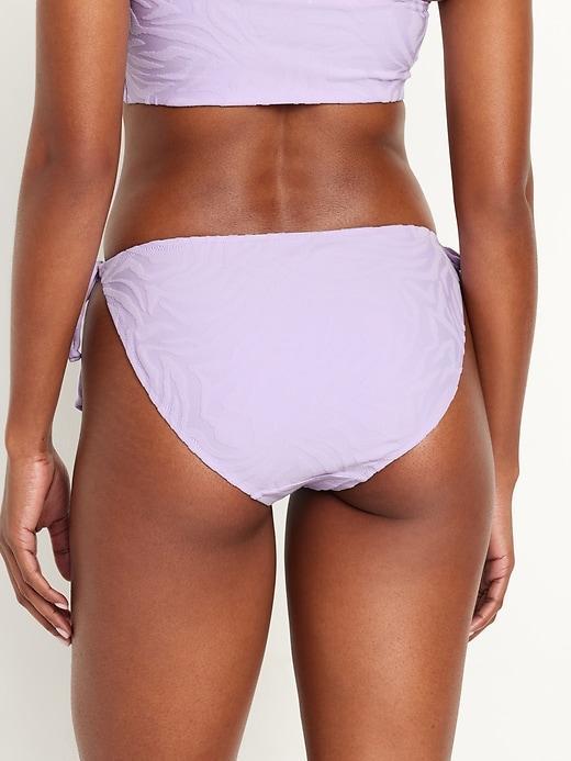 Mid-Rise Textured String Bikini Swim Bottoms Product Image