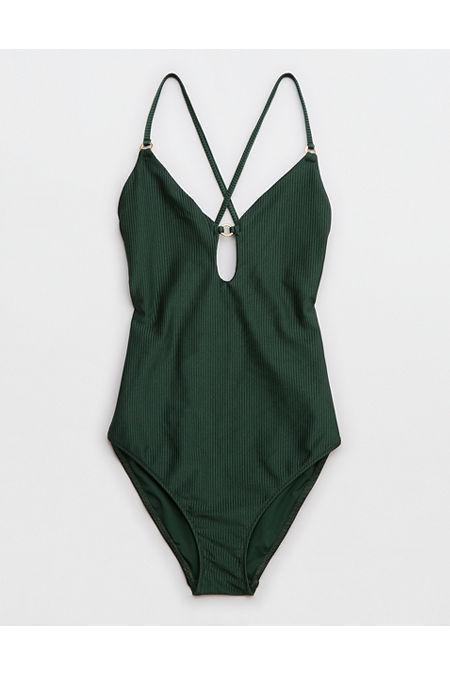 Aerie Shine Rib Full Coverage One Piece Swimsuit Women's Product Image