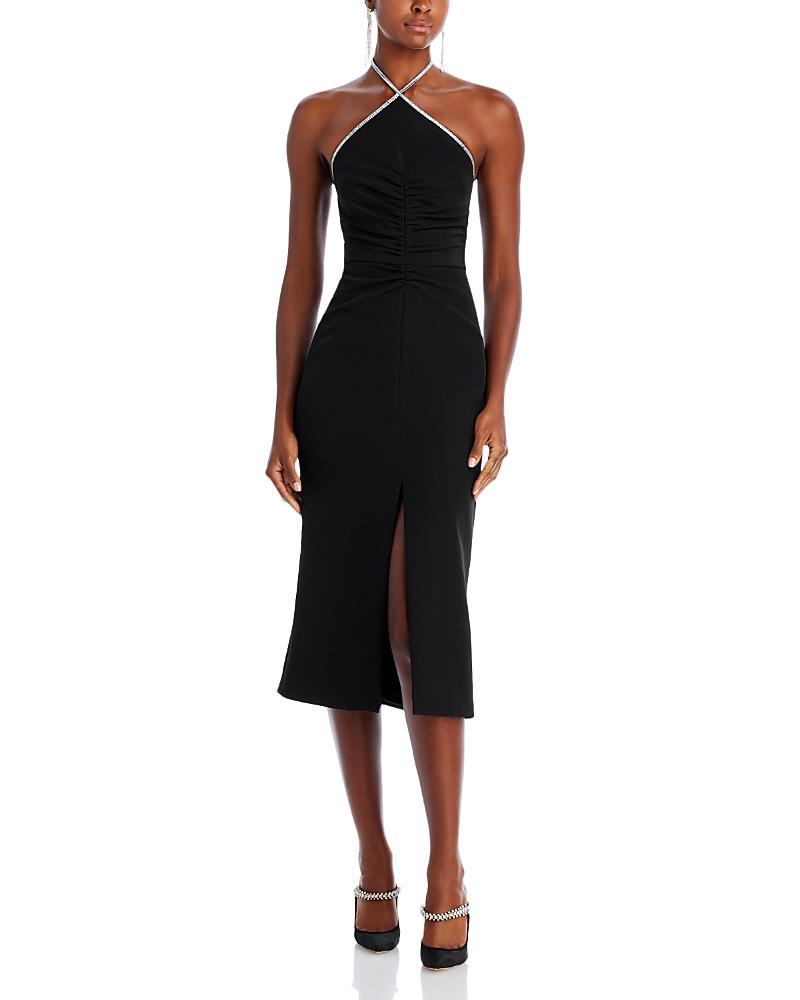 Womens Piper Halter Crystal-Trim Midi-Dress Product Image