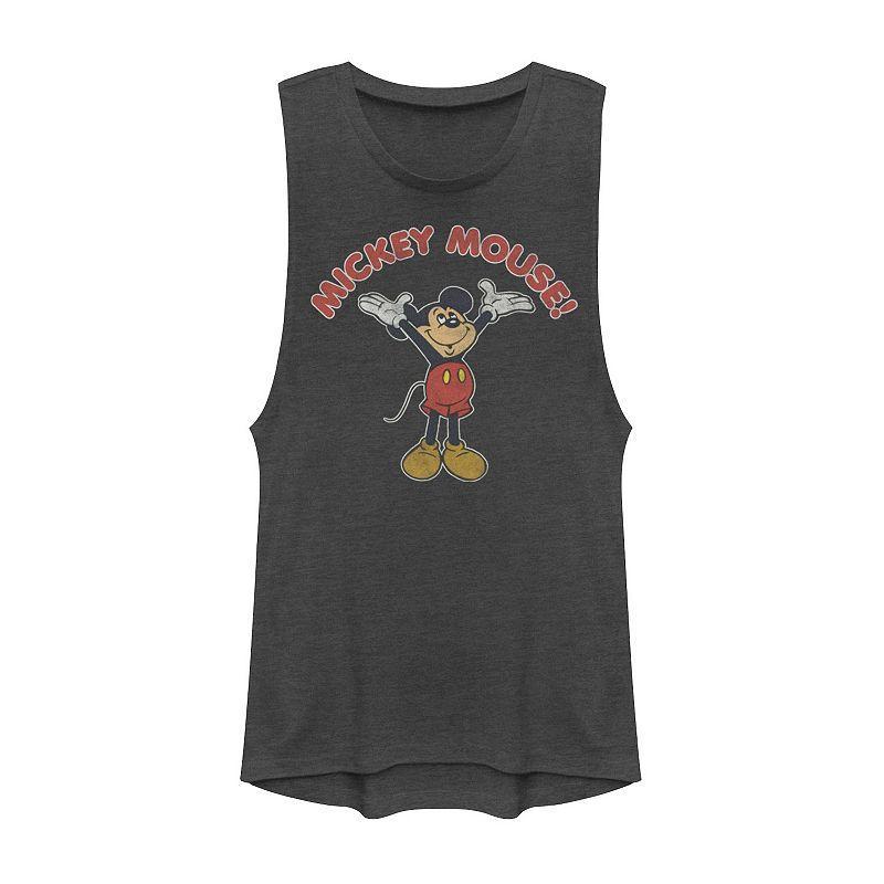 Disneys Mickey And Friends Mickey Retro Muscle Tank Top, Girls Grey Product Image