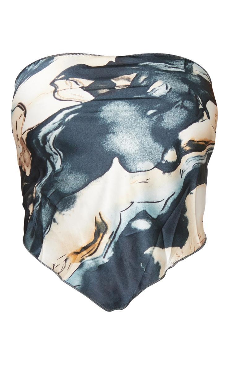 Blue Woven Printed Bandana Style Bandeau Top Product Image