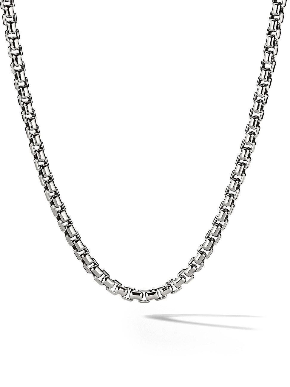 Mens Box Chain Necklace in 18K White Gold, 3.4MM Product Image