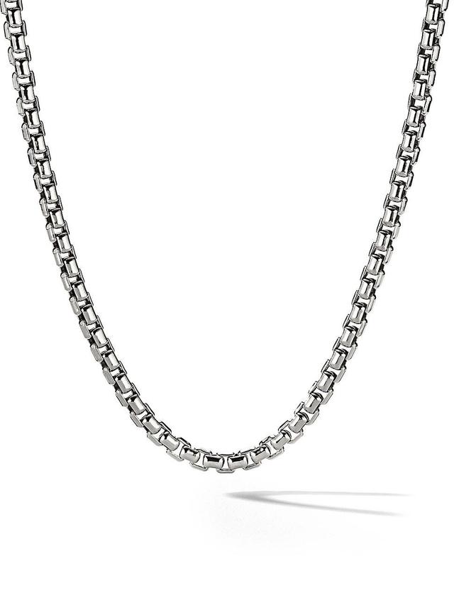 Mens Box Chain Necklace In 18K White Gold, 3.4mm Product Image