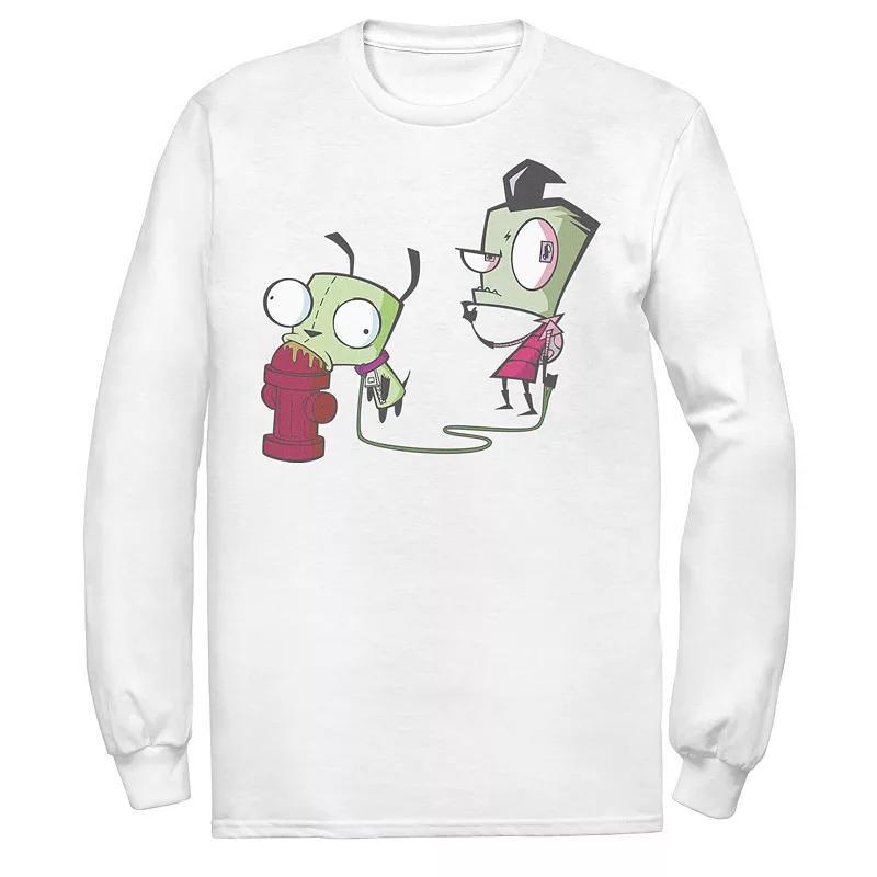 Mens Nickelodeon Invader Zim Walking Gir Fire Hydrant Portrait Long Sleeve Graphic Tee Product Image