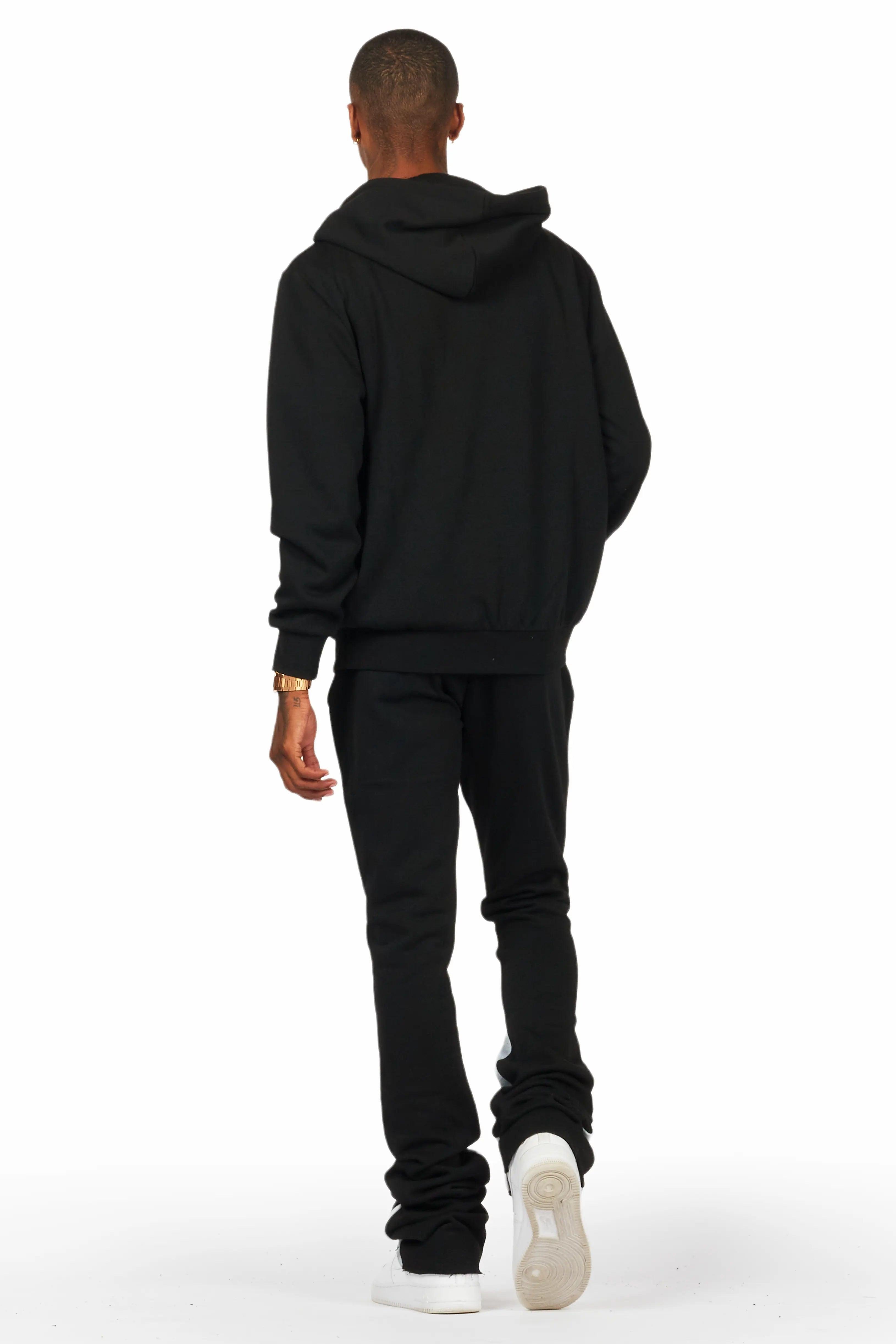 Raffer Black/White Hoodie/Super Stacked Flare Pant Set Male Product Image