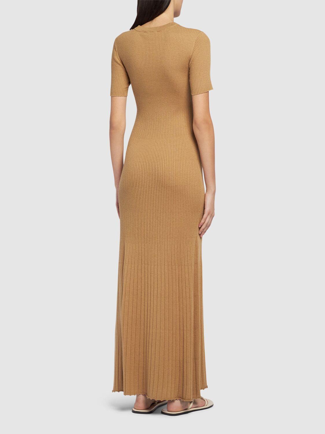 MAX MARA Europa Wool & Silk Knit Maxi Dress In Beige Product Image