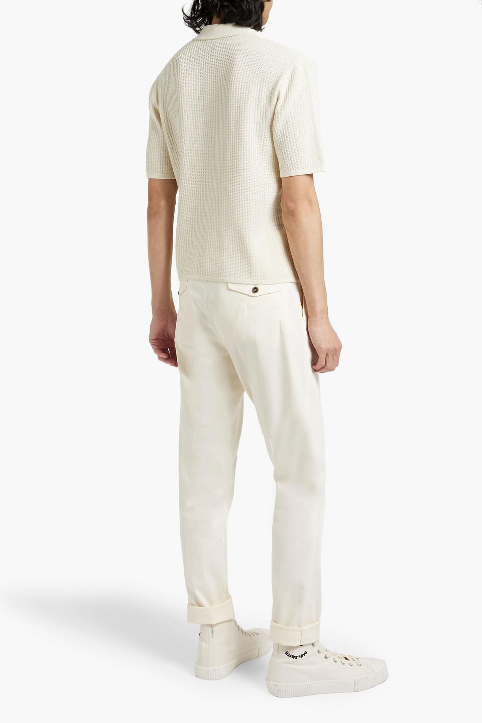 Nolan Pointelle-knit Cotton-blend Polo Shirt In Ecru Product Image