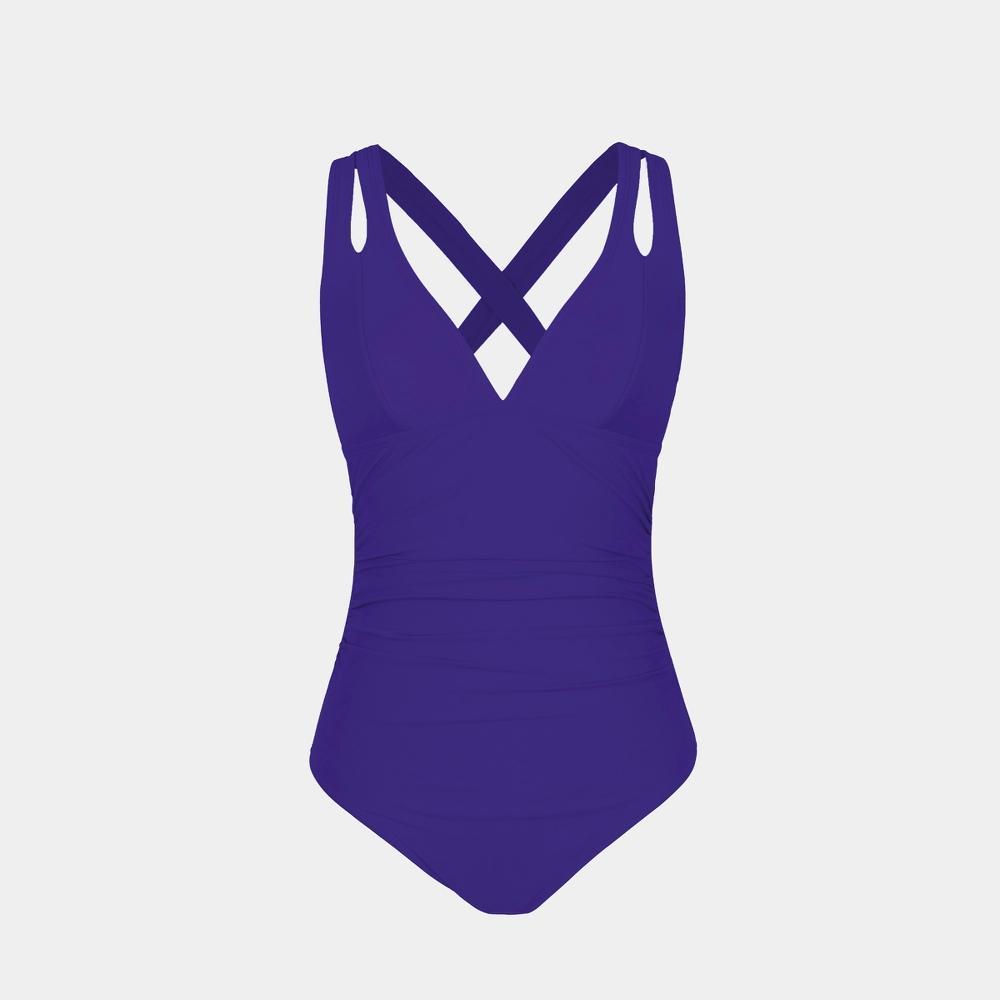 Womens Release Happiness Ruched Cross Back One Piece Swimsuit Product Image