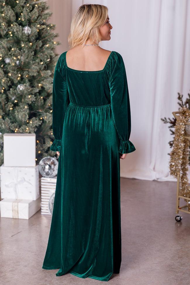 Holiday Magic Velvet Emerald Ruched Maxi Dress FINAL SALE Product Image