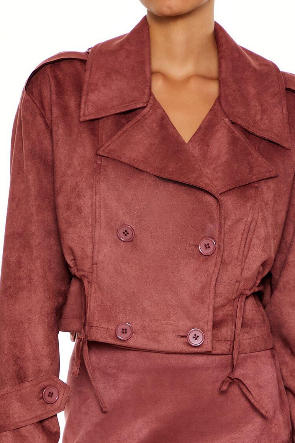 Faux Suede Cropped Trench Coat | Forever 21 Product Image