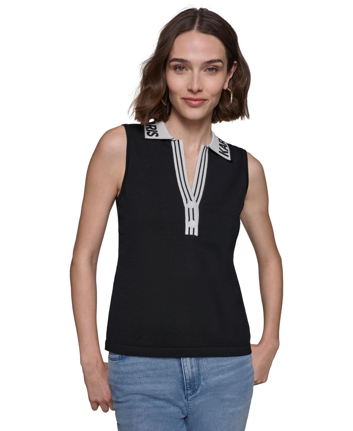 Women's Sleeveless Logo Polo Sweater product image