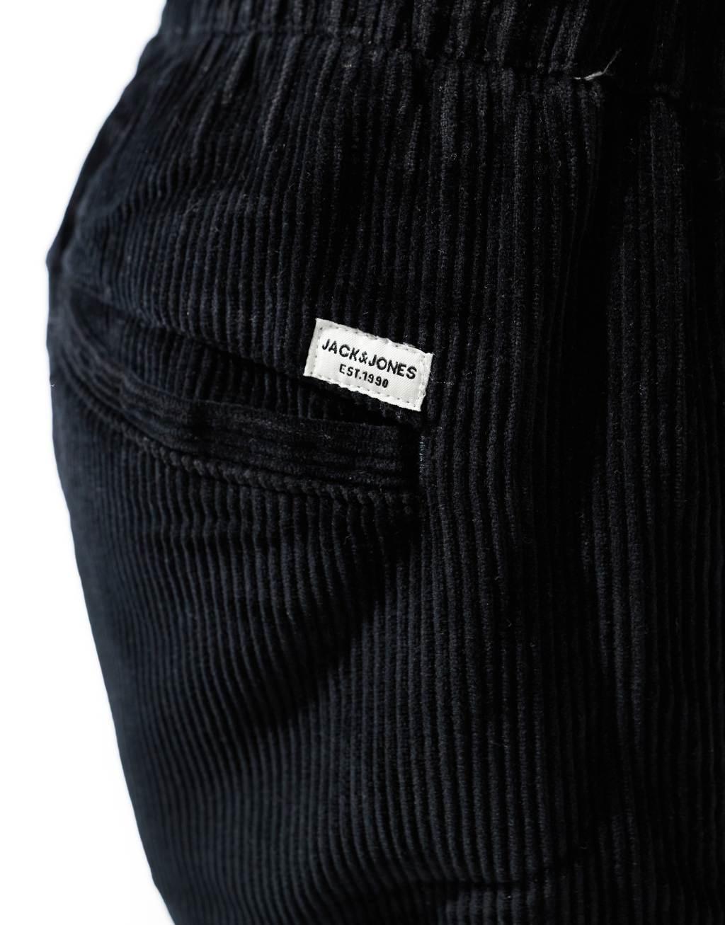 Jack & Jones loose fit drawstring cord pants in black  Product Image