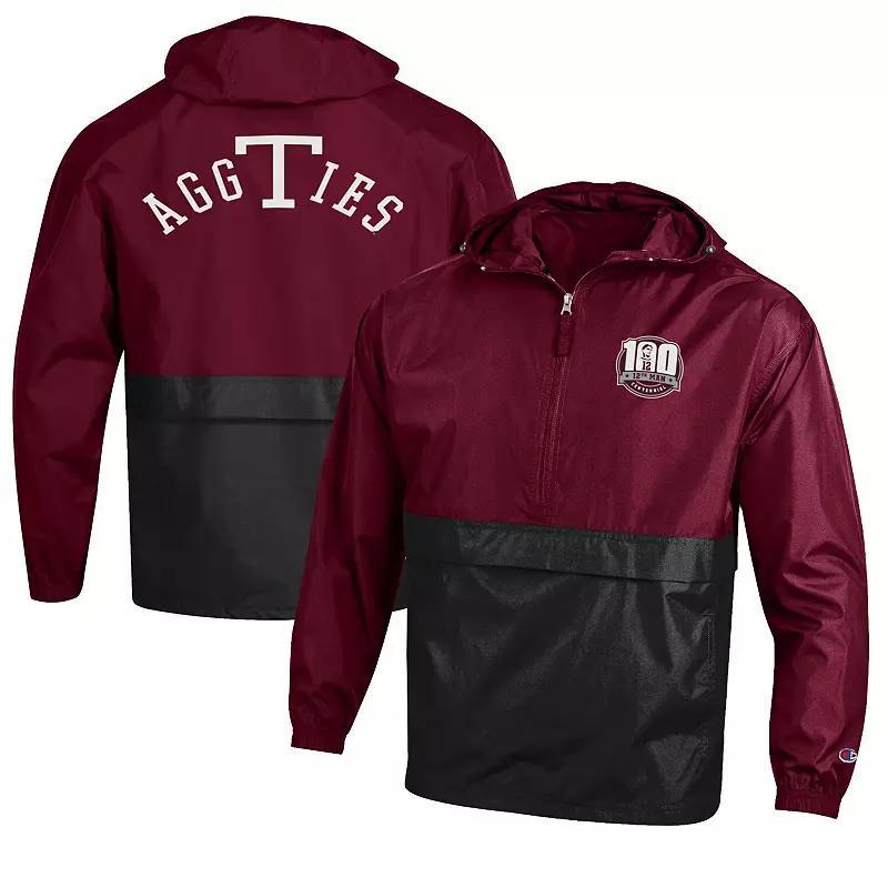 Mens Champion Maroon Texas A&M Aggies 12th Man Centennial Blocked Packable Half-Zip Pullover Jacket Product Image