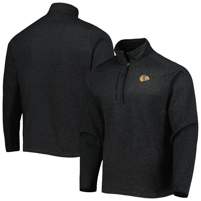 Mens Antigua Heathered Black Chicago Blackhawks Course Quarter-Zip Jacket Product Image