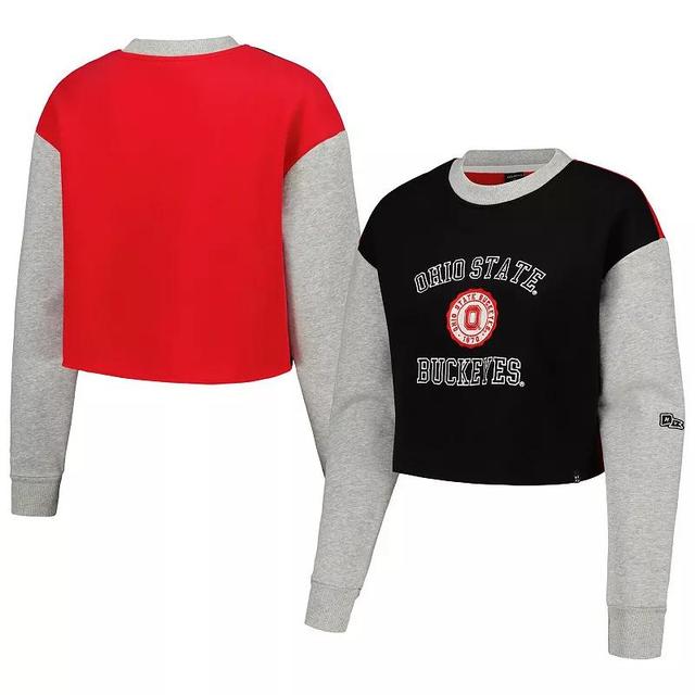 Womens Hype and Vice Ohio State Buckeyes Colorblock Rookie Crew Pullover Sweatshirt Product Image