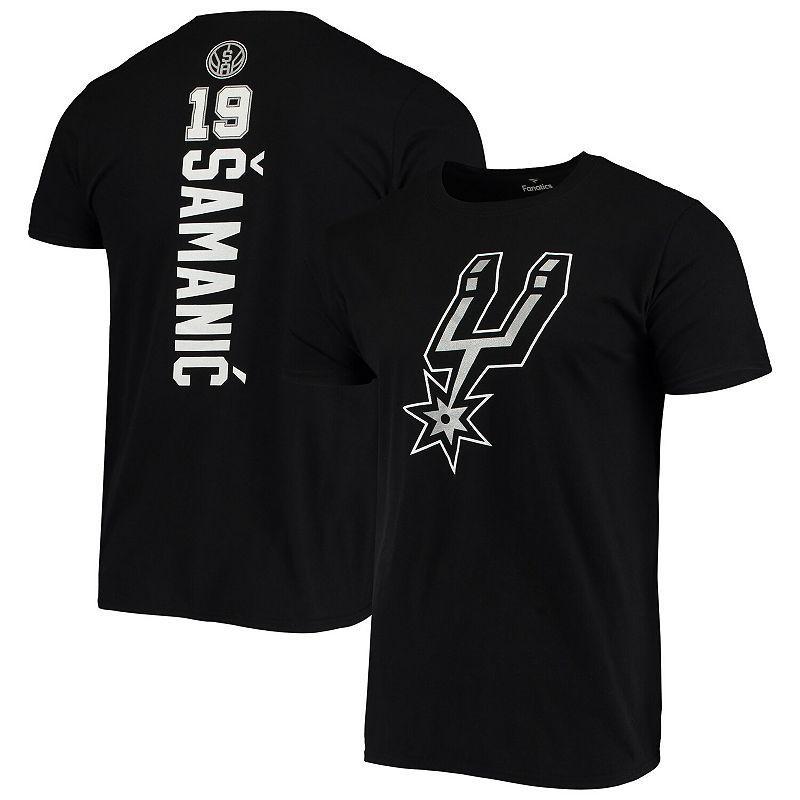 Mens Fanatics Luka Samanic Black San Antonio Spurs Playmaker Name and Number Logo T-shirt Product Image