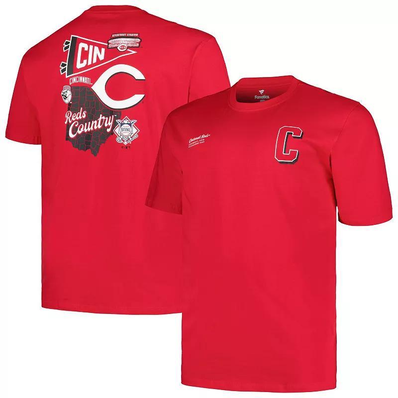 Mens Profile Red Cincinnati Reds Big & Tall Split Zone T-Shirt Product Image