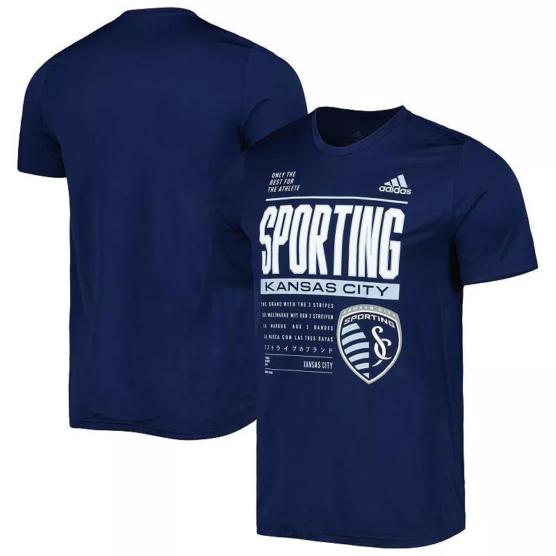 Mens adidas Sporting Kansas City Club DNA Performance T-Shirt Blue Product Image