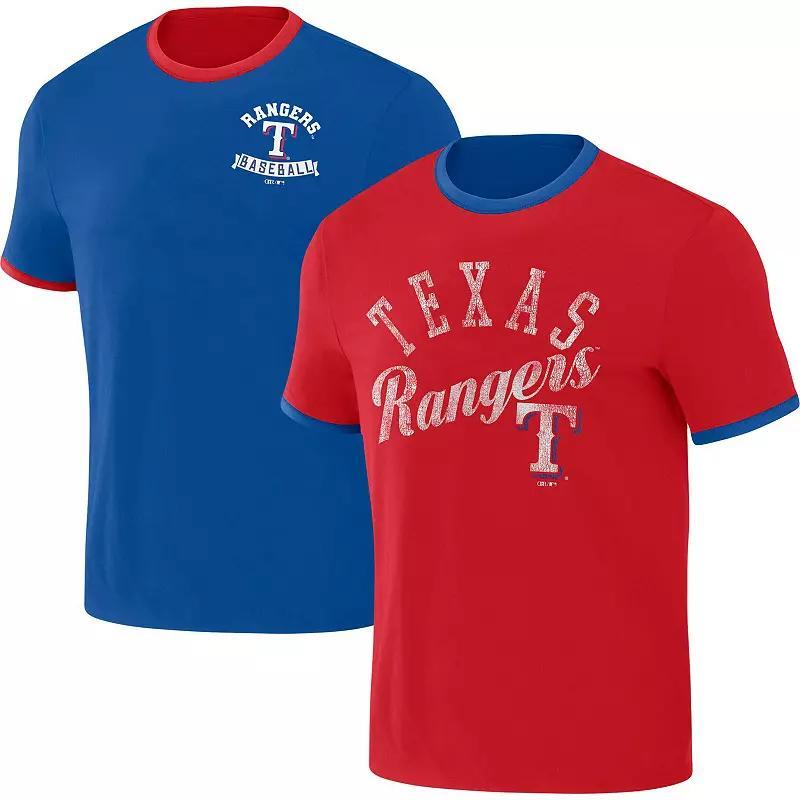 Mens Darius Rucker Collection by Fanatics Royal/Red Texas Rangers Two-Way Ringer Reversible T-Shirt Product Image