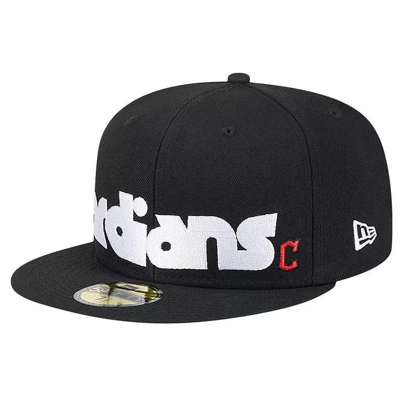 Mens New Era Black Cleveland Guardians Checkered Undervisor 59FIFTY Fitted Hat Product Image