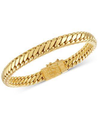 Esquire Mens Jewelry Heavy Serpentine Link Bracelet in 14k Gold-Plated Silver, Also available in Sterling Silver, Created for Macys Product Image