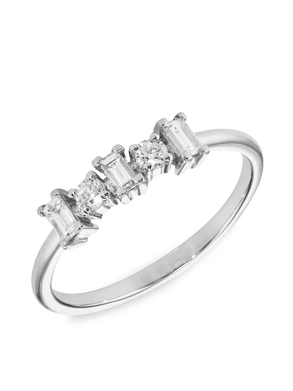 Womens Baguette 18K White Gold & Diamond Ring Product Image