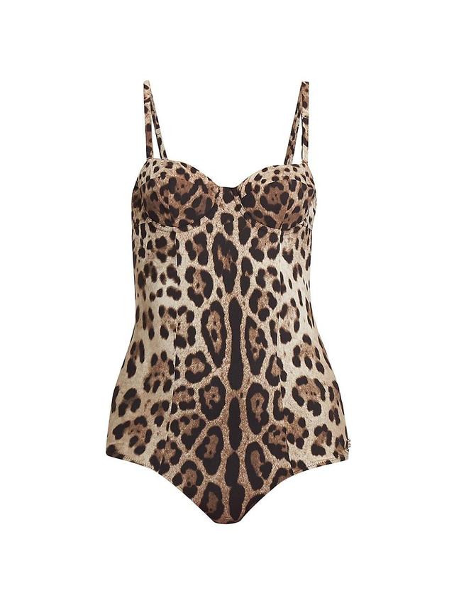 Womens Leopard One-Piece Swimsuit Product Image