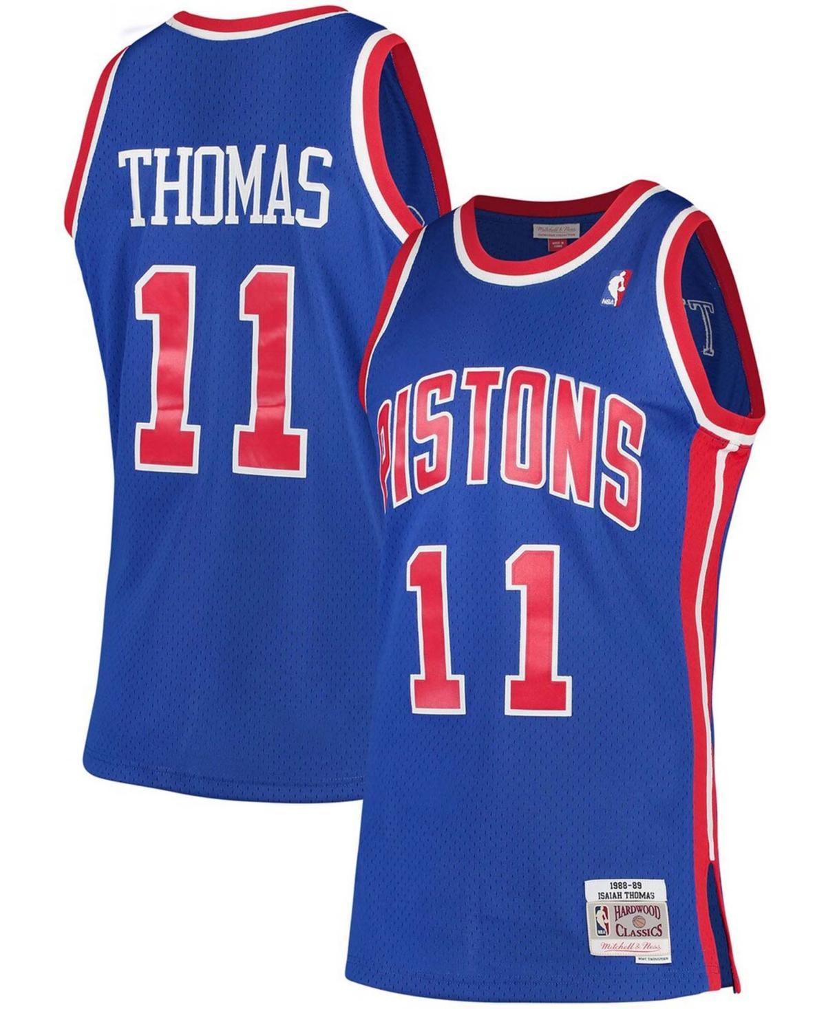 Mens Mitchell & Ness Isiah Thomas Blue Detroit Pistons Hardwood Classics Swingman Jersey Product Image