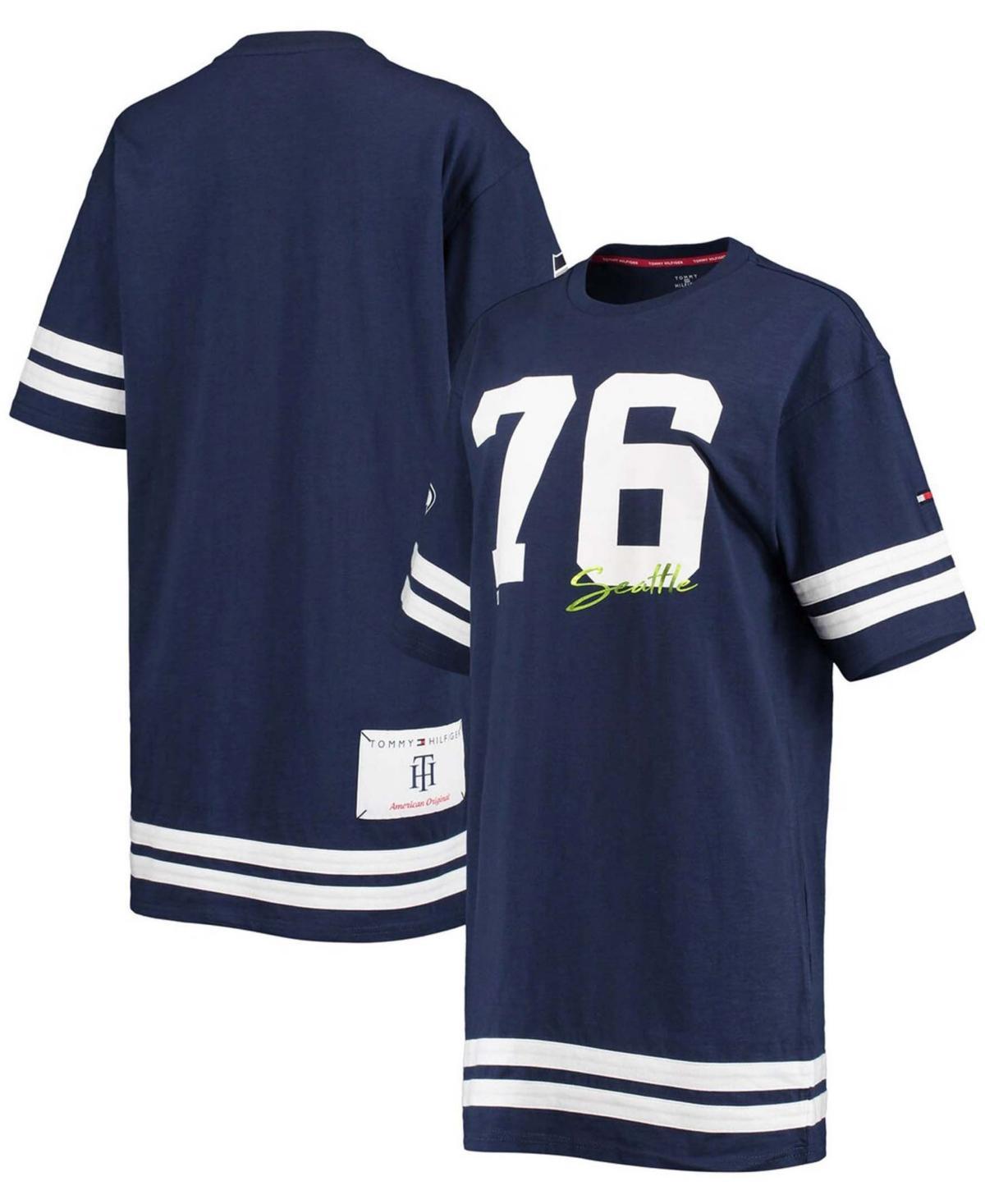 Womens College Navy Seattle Seahawks Clair Half-Sleeve Dress Product Image