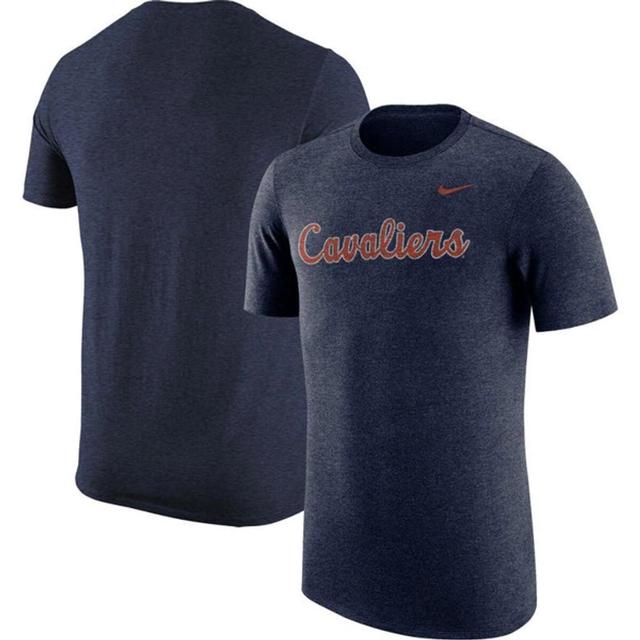 NIKE Heathered Navy Virginia Cavaliers Vintage Logo Tri-blend T-shirt Product Image