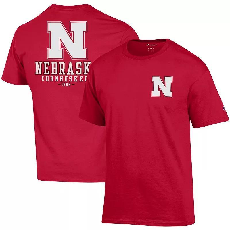 Mens Champion Scarlet Nebraska Huskers Stack 2-Hit T-Shirt Product Image