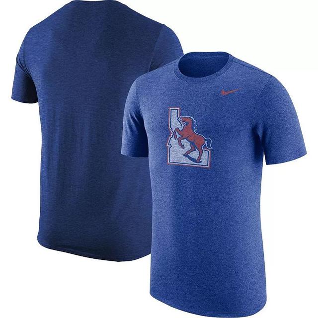 Mens Nike Heathered Royal Boise State Broncos Vintage Logo Tri-Blend T-Shirt Product Image