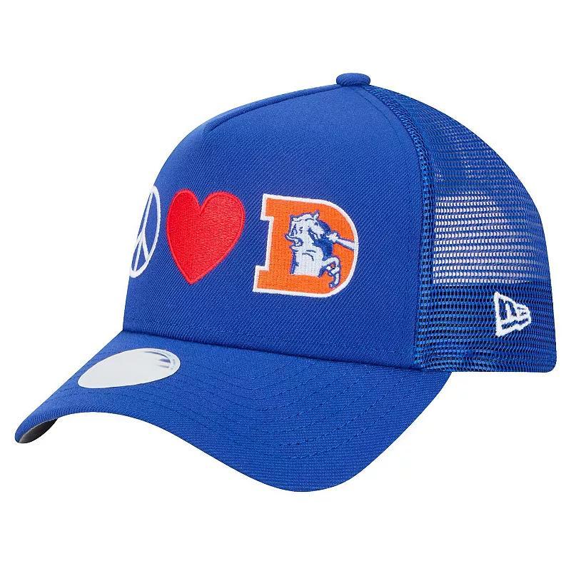 Womens New Era Royal Denver Broncos Peace & Love Trucker 9FORTY Adjustable Hat Product Image