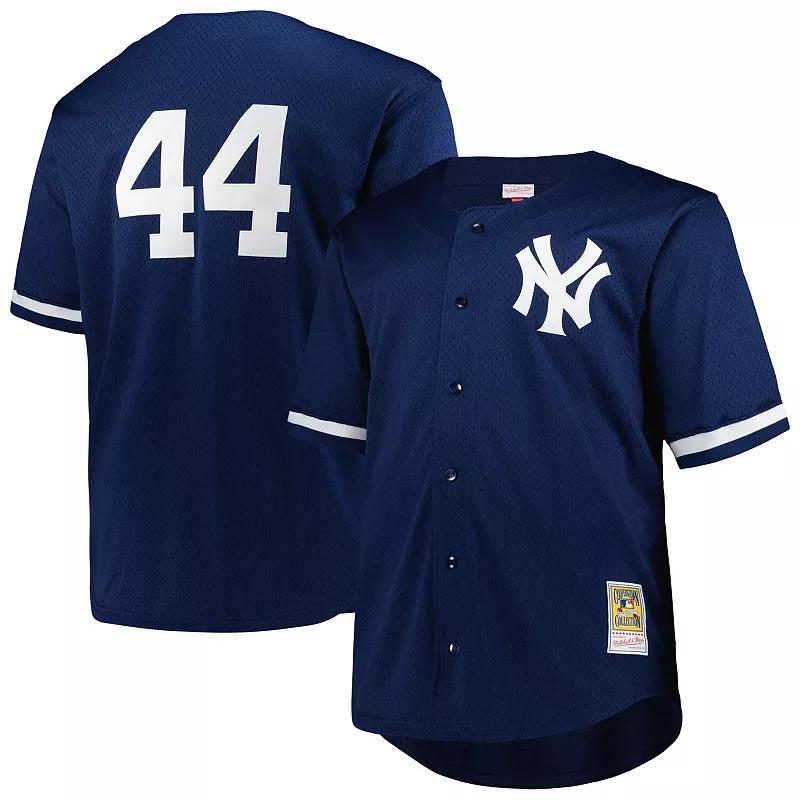 Mens Mitchell & Ness Reggie Jackson New York Yankees Big & Tall Cooperstown Collection Mesh Batting Practice Jersey Blue Product Image