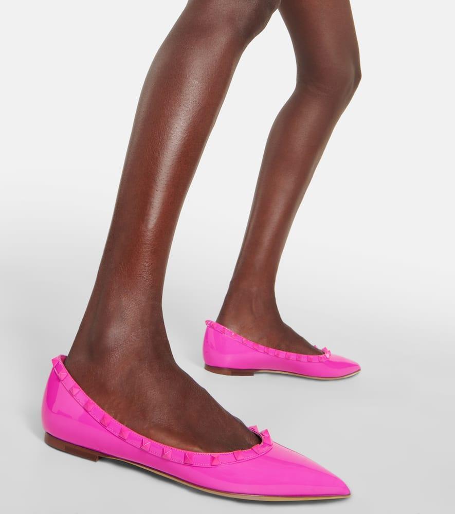 Rockstud Patent Flat In Pink Product Image