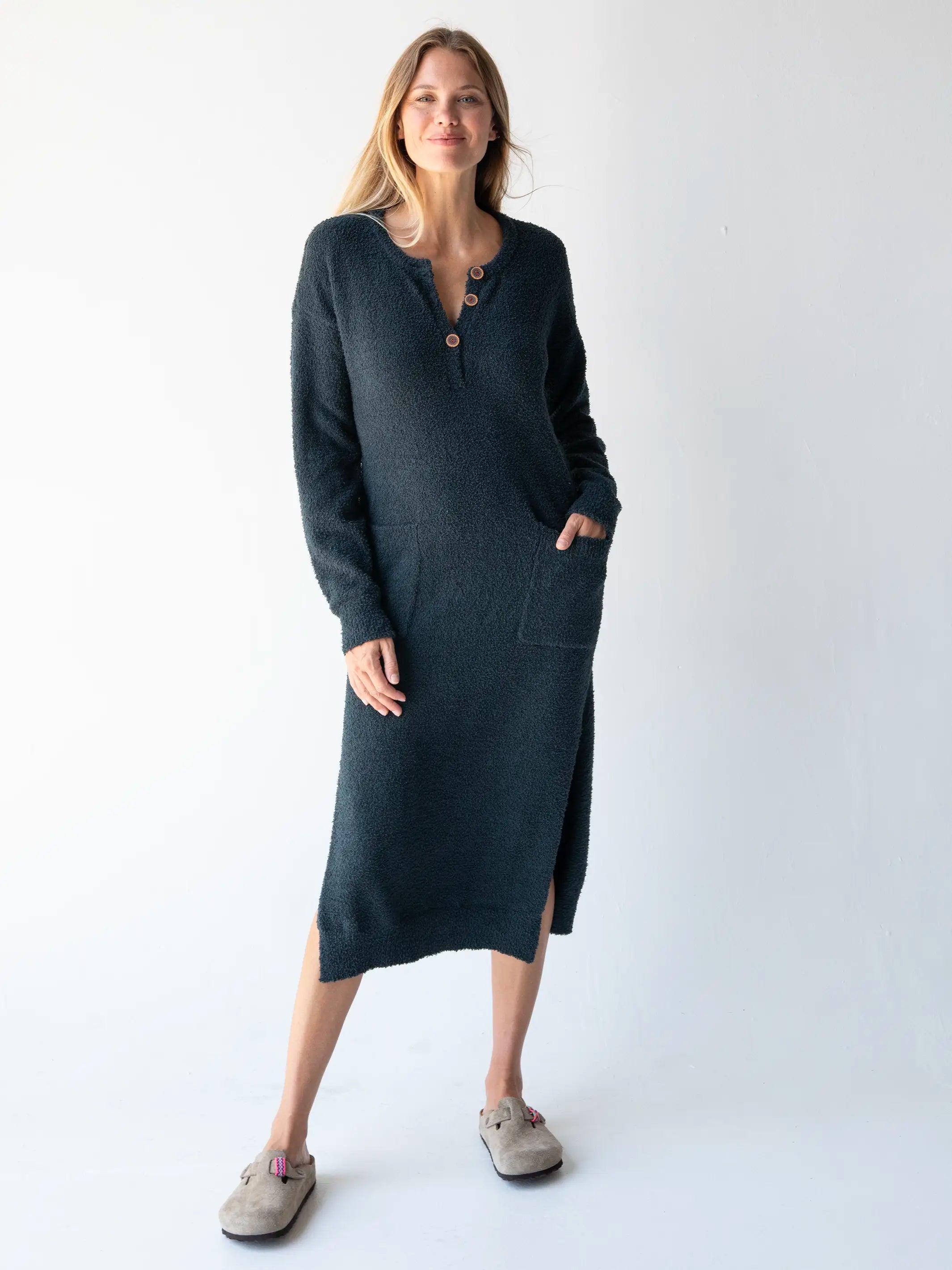 Cozy Up Midi Sweater Dress - Charcoal Product Image