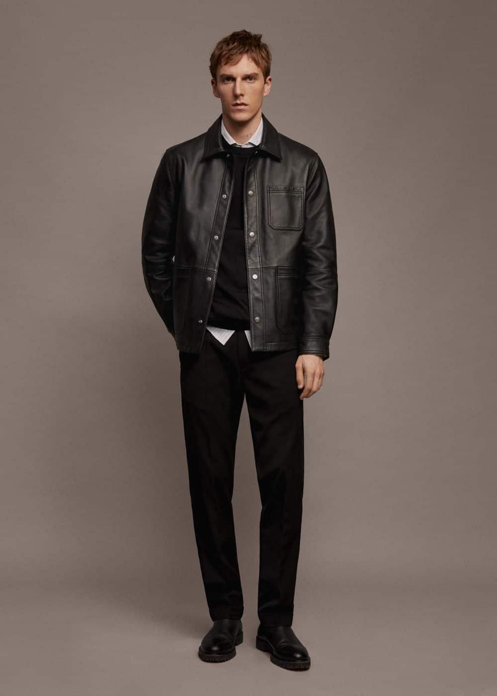 MANGO MAN - 100% nappa leather jacket blackMen Product Image