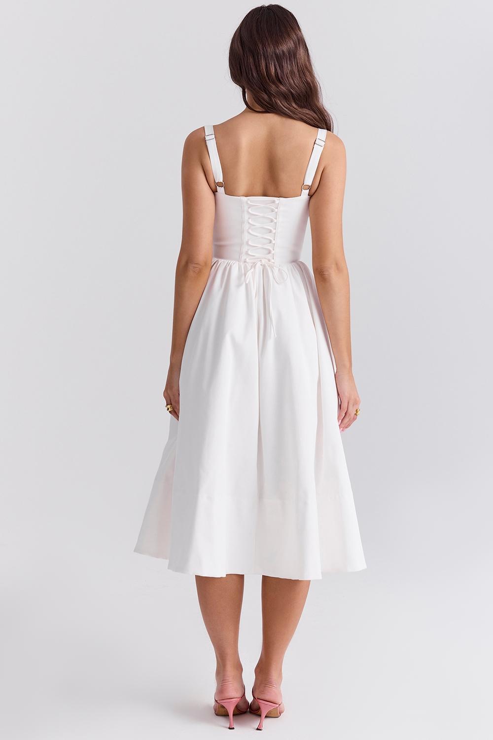 Kelly White Corset Midi Sundress Product Image