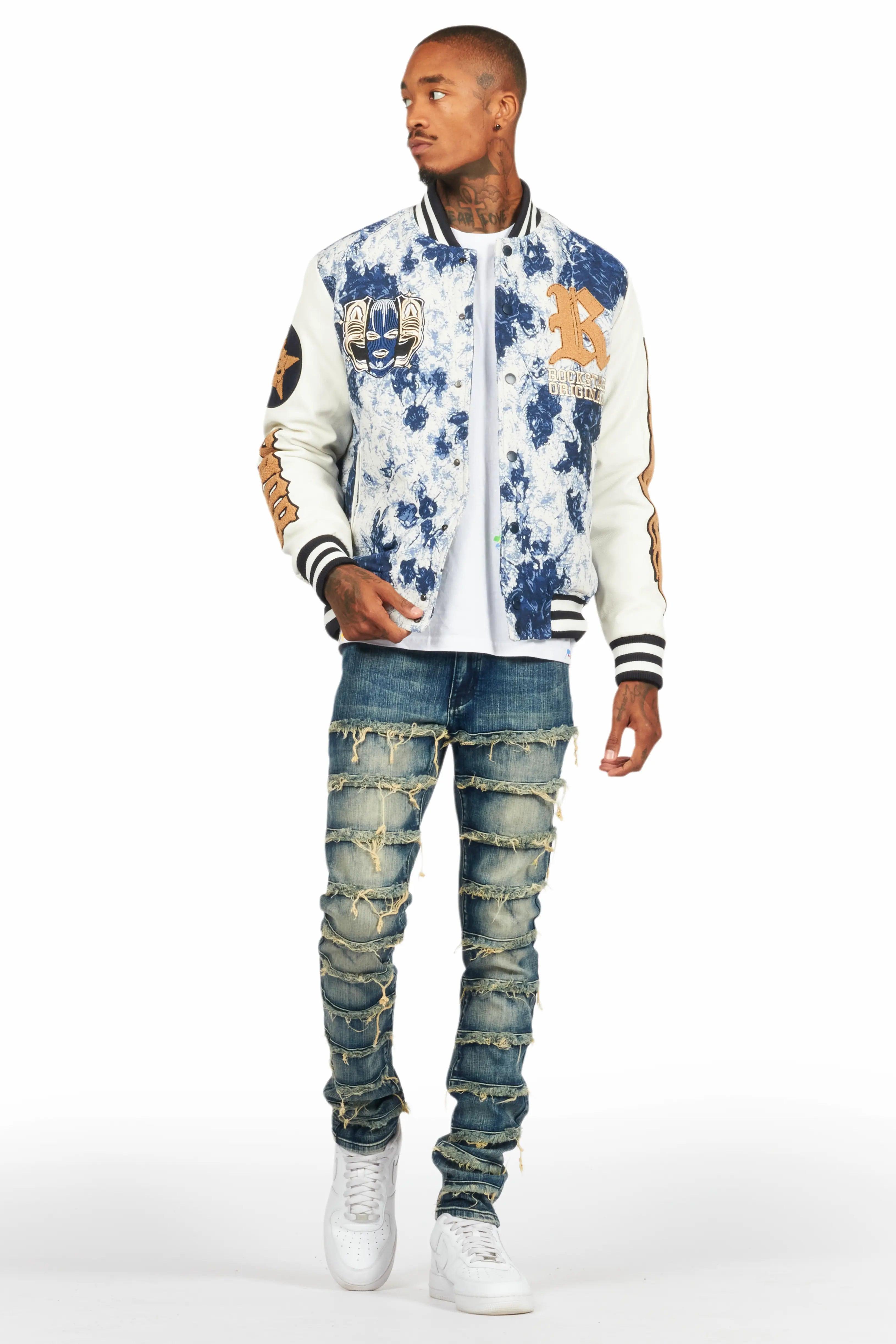 Doron Blue Tapestry Varsity Jacket Male Product Image