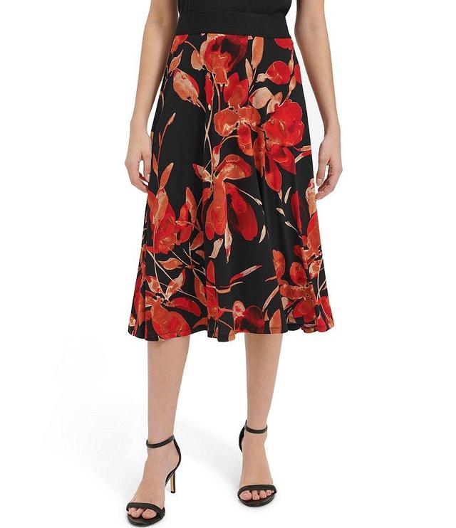 Calvin Klein Printed A Line Midi Skirt Product Image