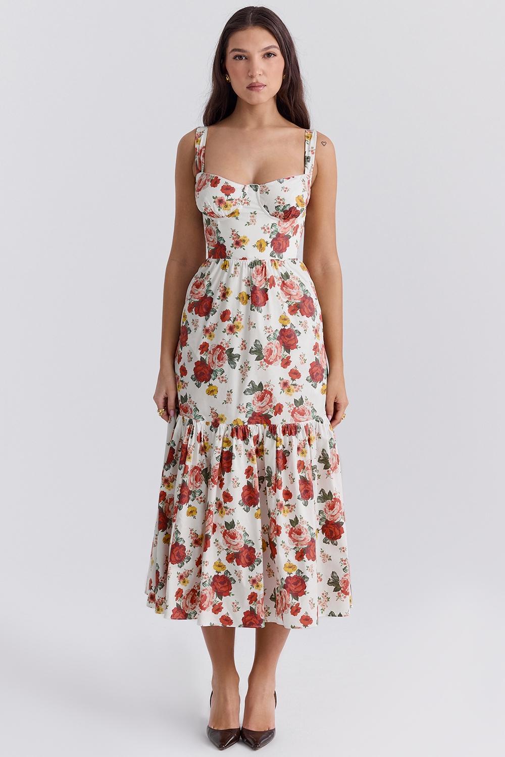 Elia Italian Rose Print Cotton Midi Sundress Product Image